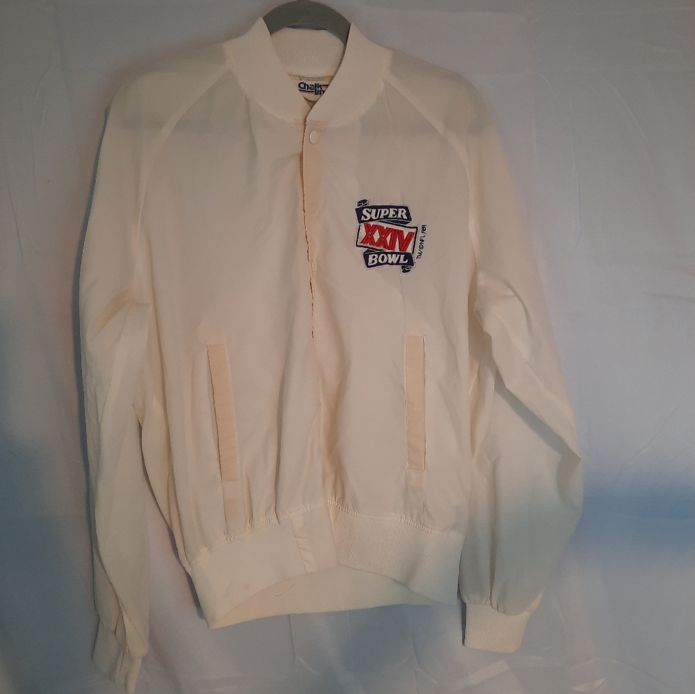 VINTAGE 90s Chalkline White SUPER BOWL XXIV New Orleans JACKET Mens Size L